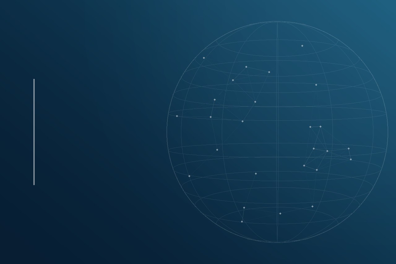 Sphère marine quadrillée de méridiens et de points reliés, illustrant la dimension transfrontalière des trusts et fondations étrangères